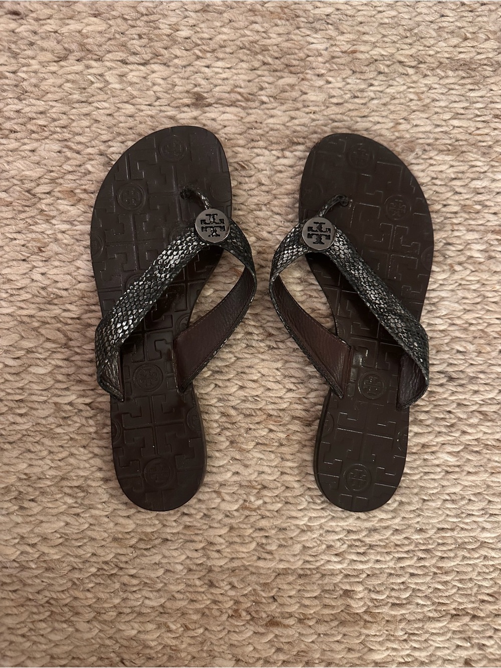 Tory Burch Black Logo Strap Sandals